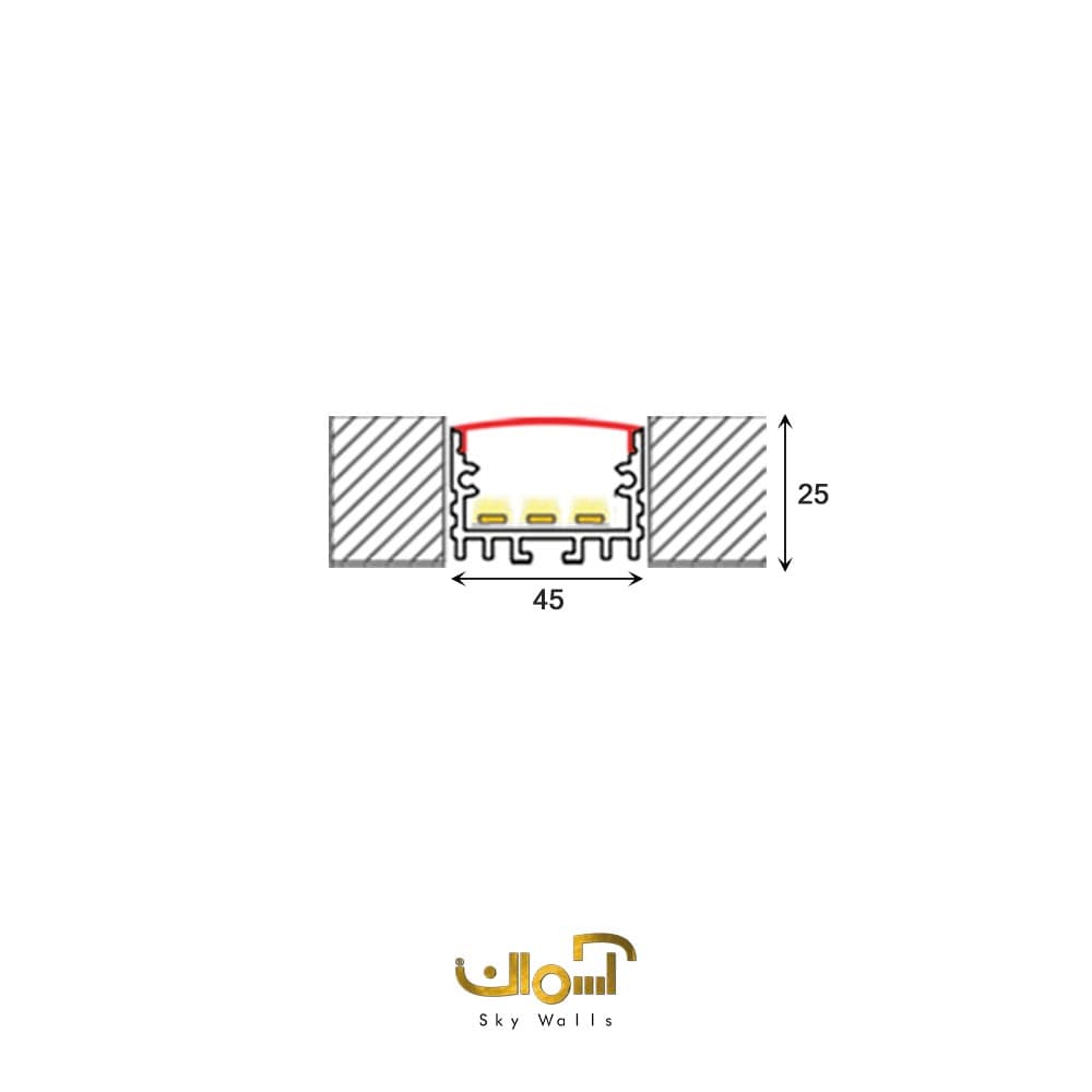 لاین نوری سقف روکار عرض 45 میل سه لاین — تصویر ۲