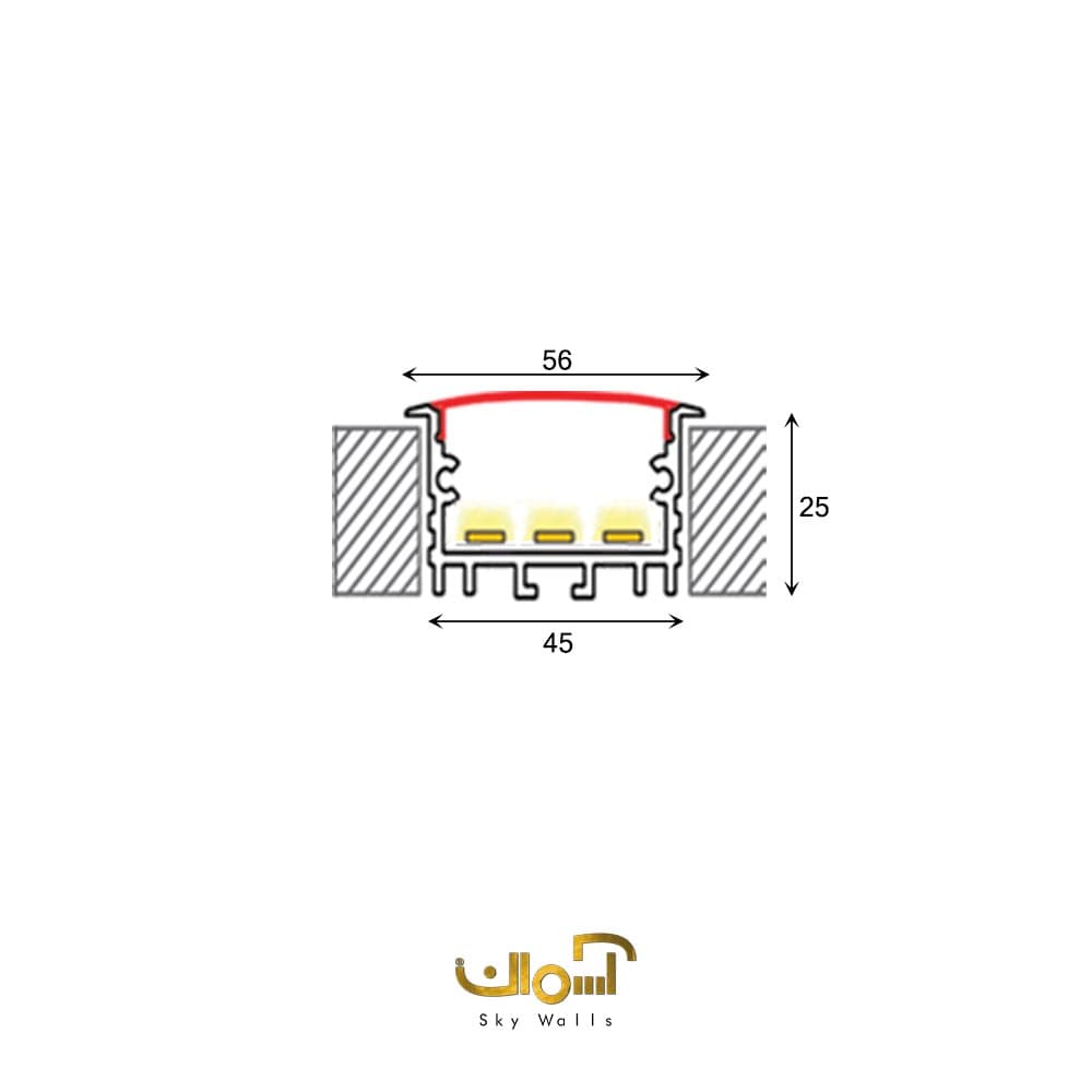 لاین نوری کناف توکار عرض 45 میل سه لاین — تصویر ۵