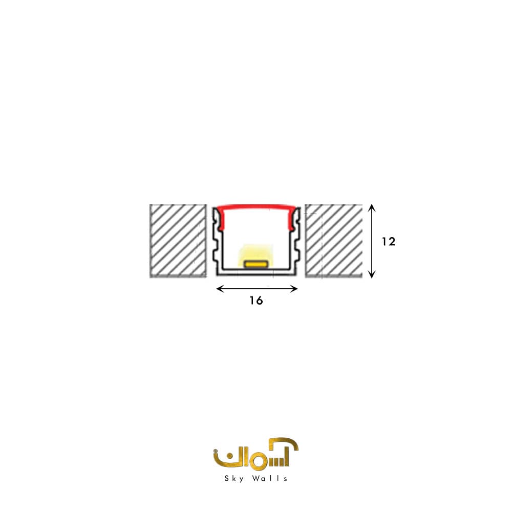 پروفیل لاین نوری روکار عرض 16 میل تک لاین — تصویر ۲