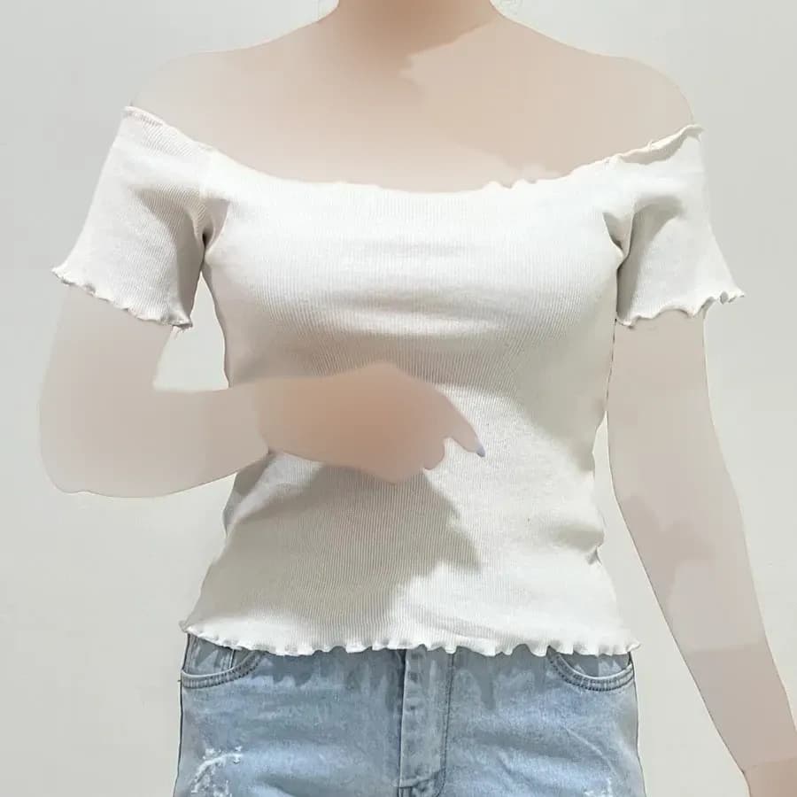 کراپ یقه قایقی کبریتی زنانه کد1409 قد42 سانت — تصویر ۳