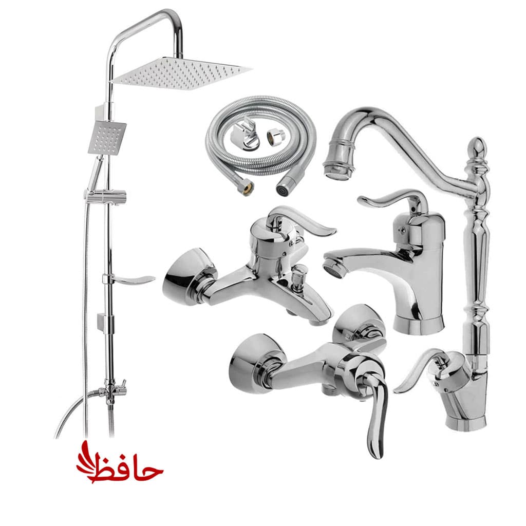 ست شیرالات قاصدک به همراه شلنگ و علم دوش دوکاره کروم