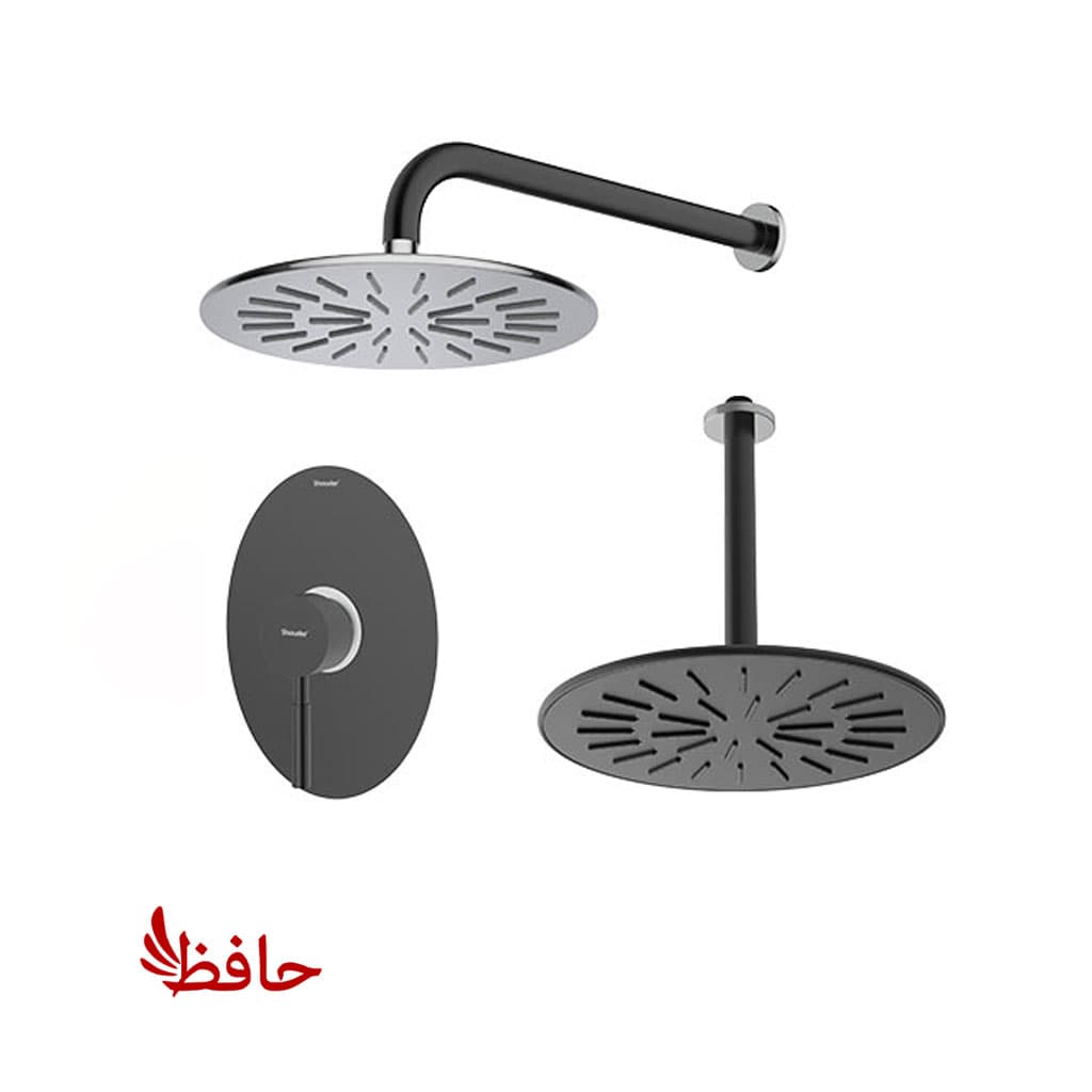شیر حمام توکار شودر مدل روگن مشکی کروم تیپ 1 BRASS — تصویر ۳