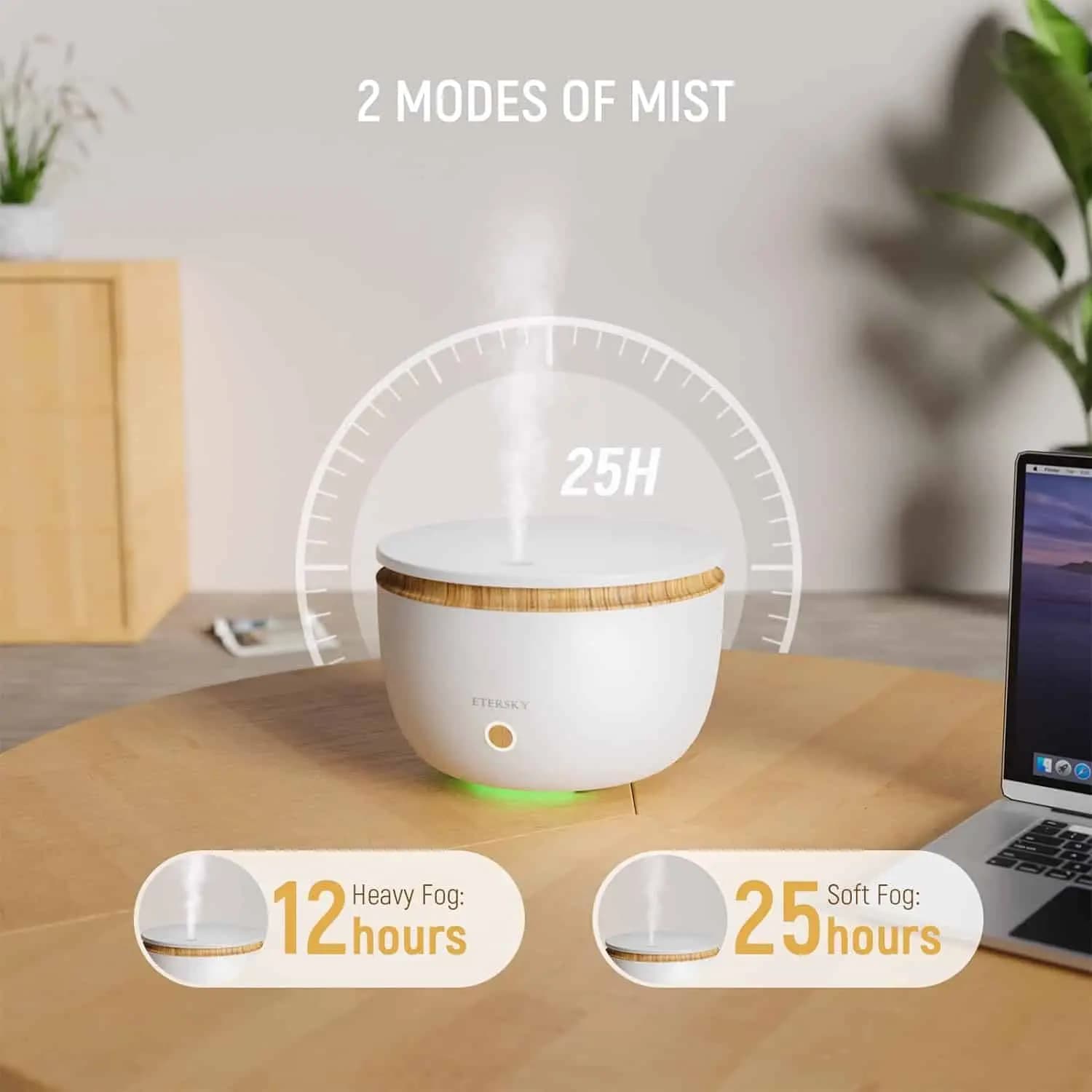 دستگاه بخور/خوشبو کننده و رطوبت ساز (آروماتراپی هوشمند) Etersky Alexa Smart Essential | با تایمر و 7 نور RGB، مدل | 500 میلی متر ‎GX-28K — تصویر ۷