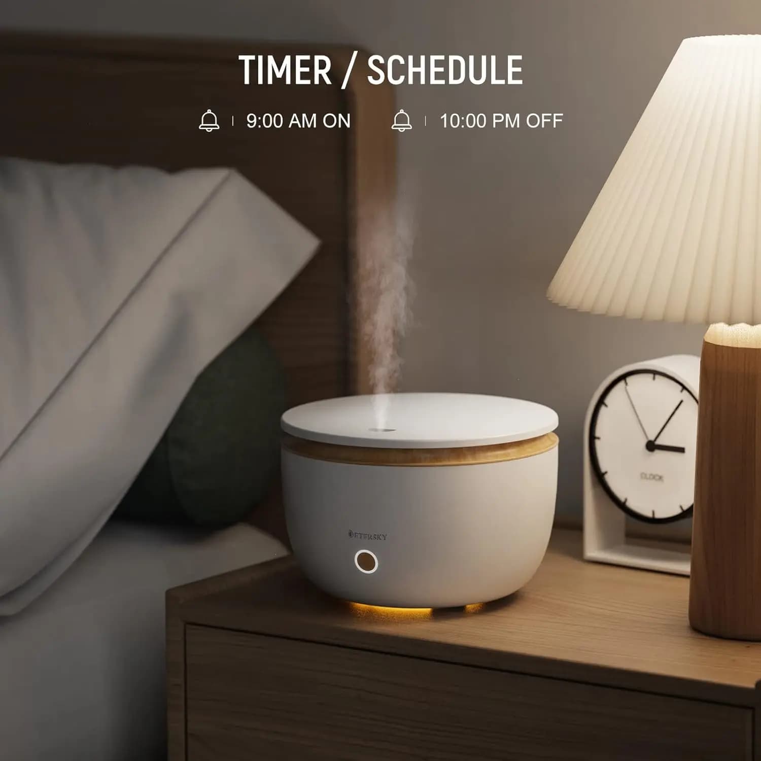 دستگاه بخور/خوشبو کننده و رطوبت ساز (آروماتراپی هوشمند) Etersky Alexa Smart Essential | با تایمر و 7 نور RGB، مدل | 500 میلی متر ‎GX-28K — تصویر ۲
