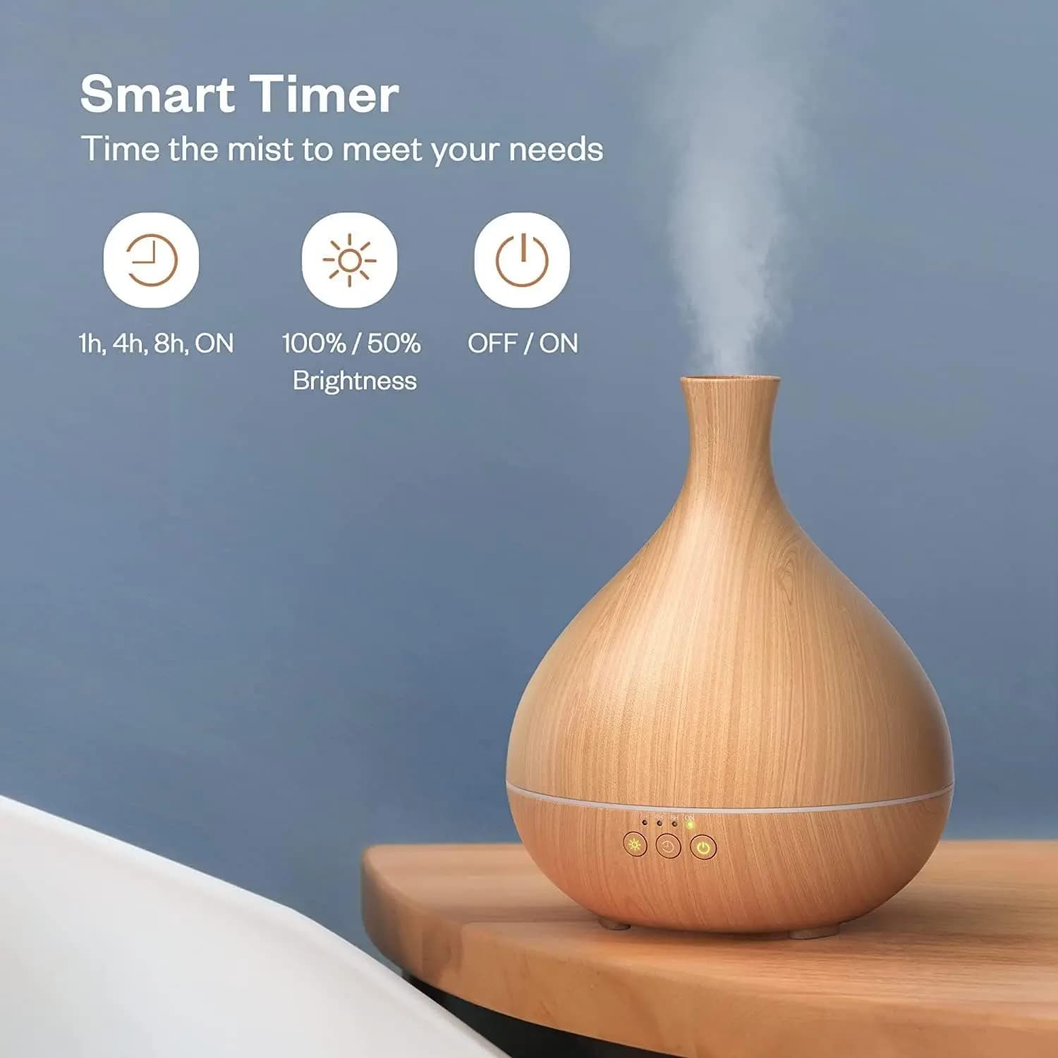 دستگاه بخور/خوشبو کننده و رطوبت ساز (آروماتراپی هوشمند) Vivlot, Aroma Diffuser | با تایمر و 7 نور RGB، مدل | 500 میلی متر VL-PCN009 — تصویر ۲