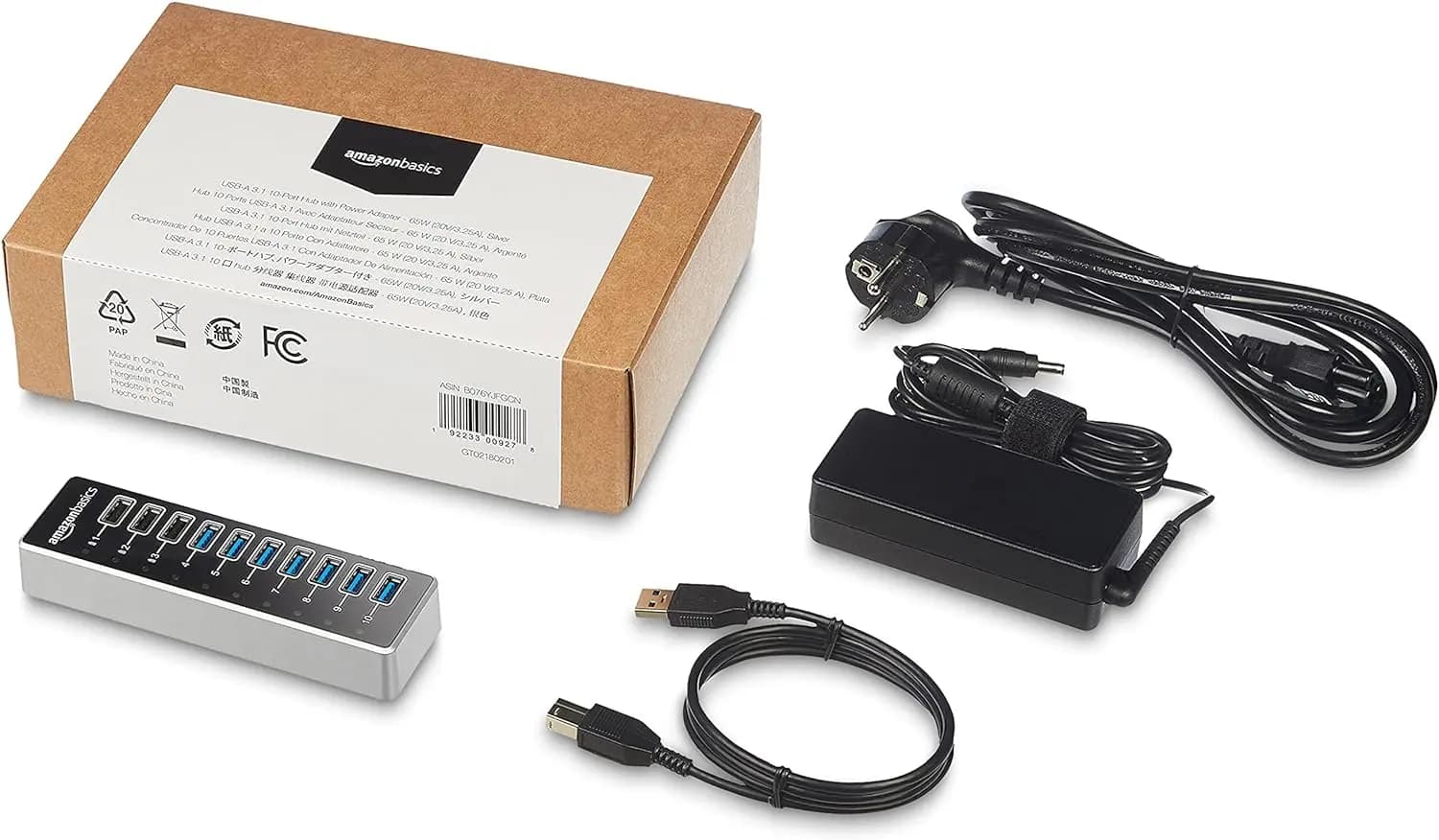 هاب 10 پورت آمازون بیسیک همراه آداپتور Amazon Baiscs | USB 3 – 65W — تصویر ۳