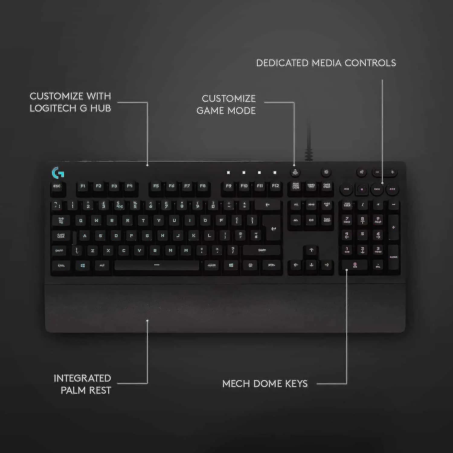 کیبورد مخصوص بازی لاجیتک مدل G213 Prodigy | logitech — تصویر ۴