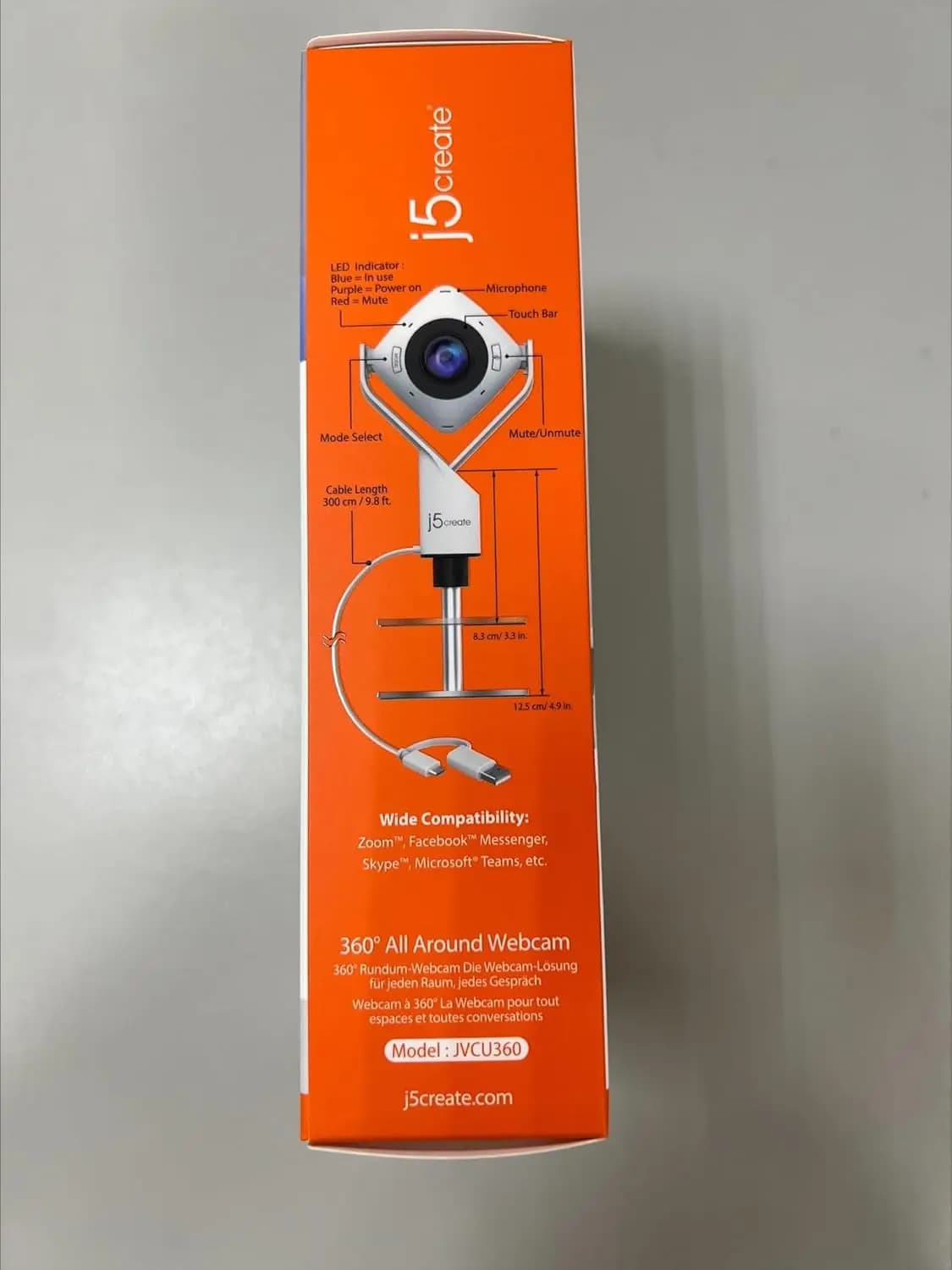 وب کم کنفرانس ویدئویی با تصویر 360 درجه 1080P HD با میکروفون با کیفیت بالا، USB-C | برای ویدئو کنفرانس، ( JVCU360 | j5create) — تصویر ۶