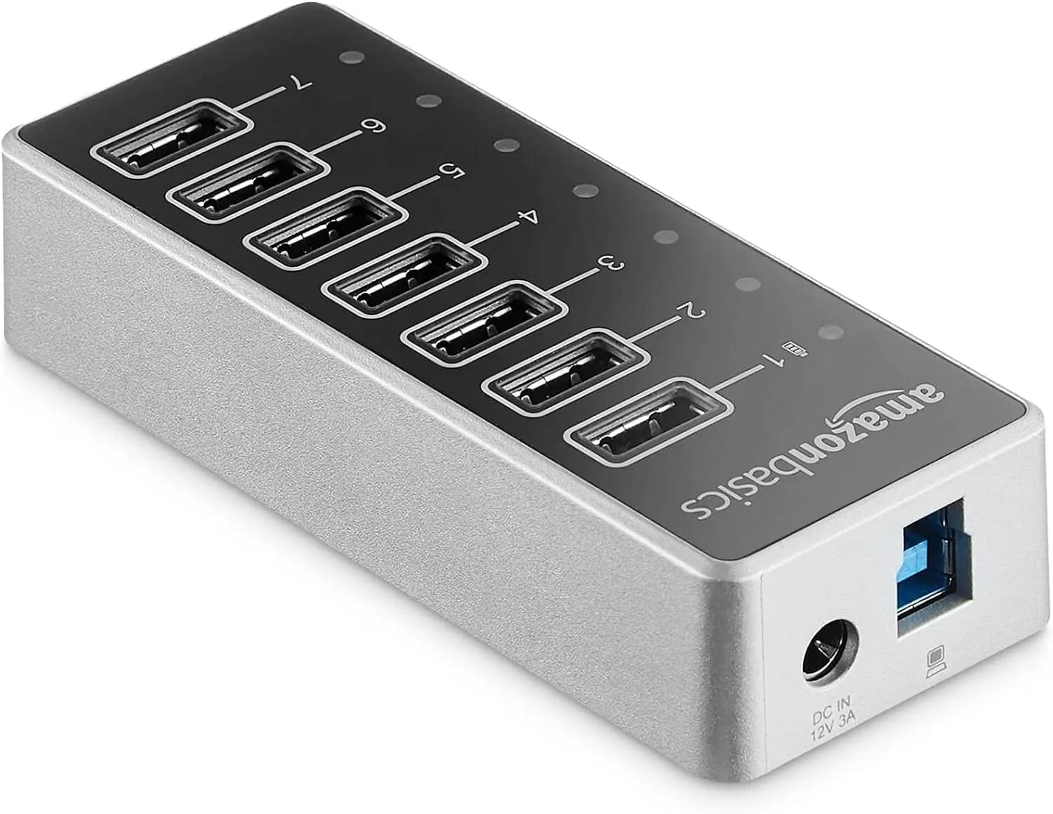 هاب 7 پورت Amazon Baiscs | USB 3 با آداپتور برق – 36W (12V/3A) — تصویر ۲