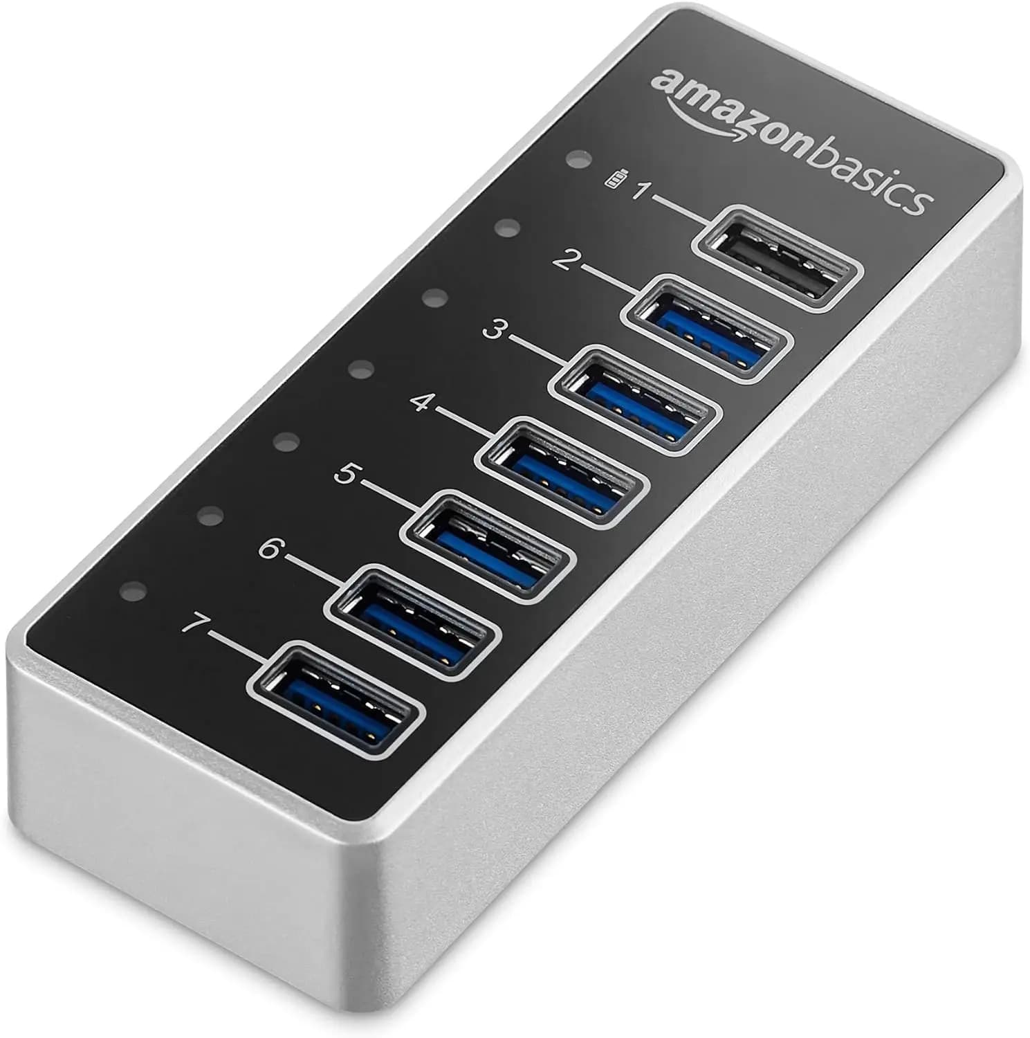 هاب 7 پورت Amazon Baiscs | USB 3 با آداپتور برق – 36W (12V/3A)
