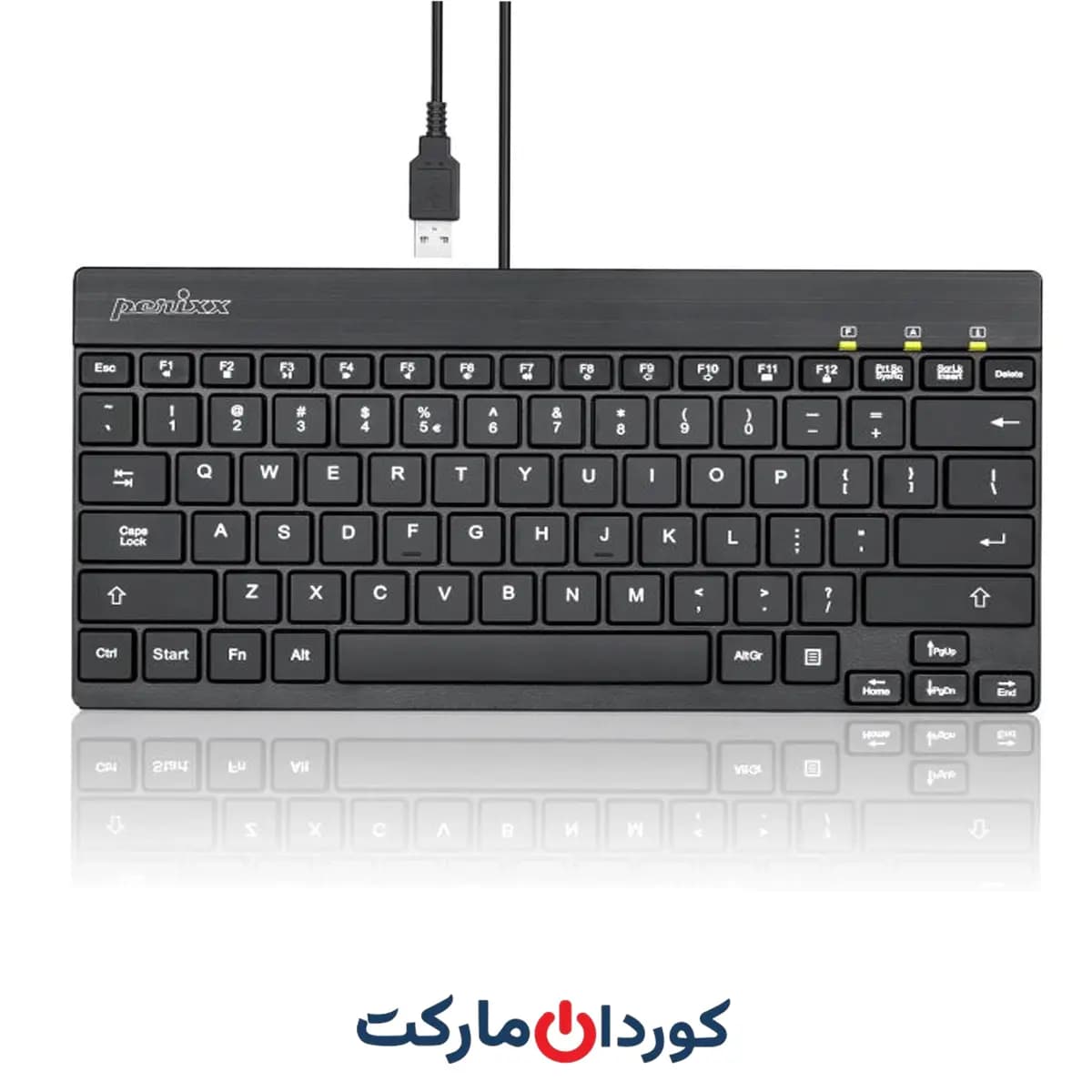 کیبورد (صفحه‌کلید) سیم دار محصول کشور آلمان USB با نور پس‌زمینه مدل PERIBOARD-326 برند Perixx