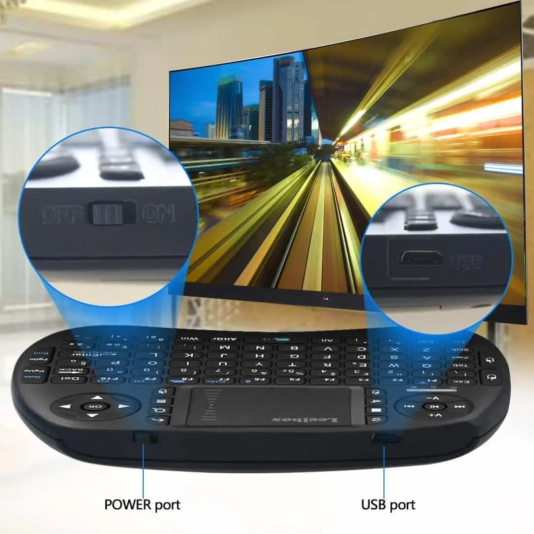 کیبورد (صفحه کلید) بی سیم با تاچ پد لیل باکس Leelbox Mini — تصویر ۷