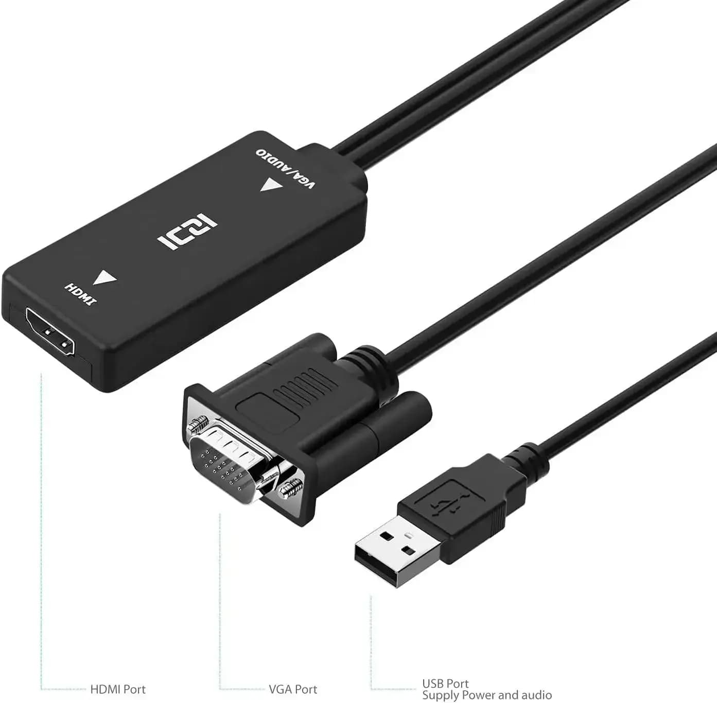 مبدل VGA به HDMI با پورت USB | برند IZEC-A20 – ICZI