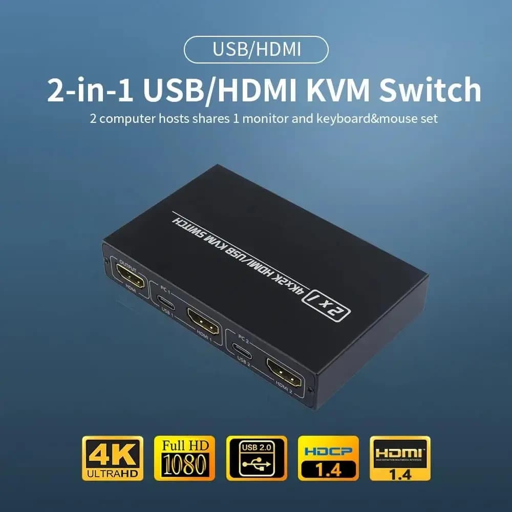 سوئیچ KVM مدل 2 پورت HDMI و USB برند Aimos | KVM 2Port HDMI — تصویر ۳