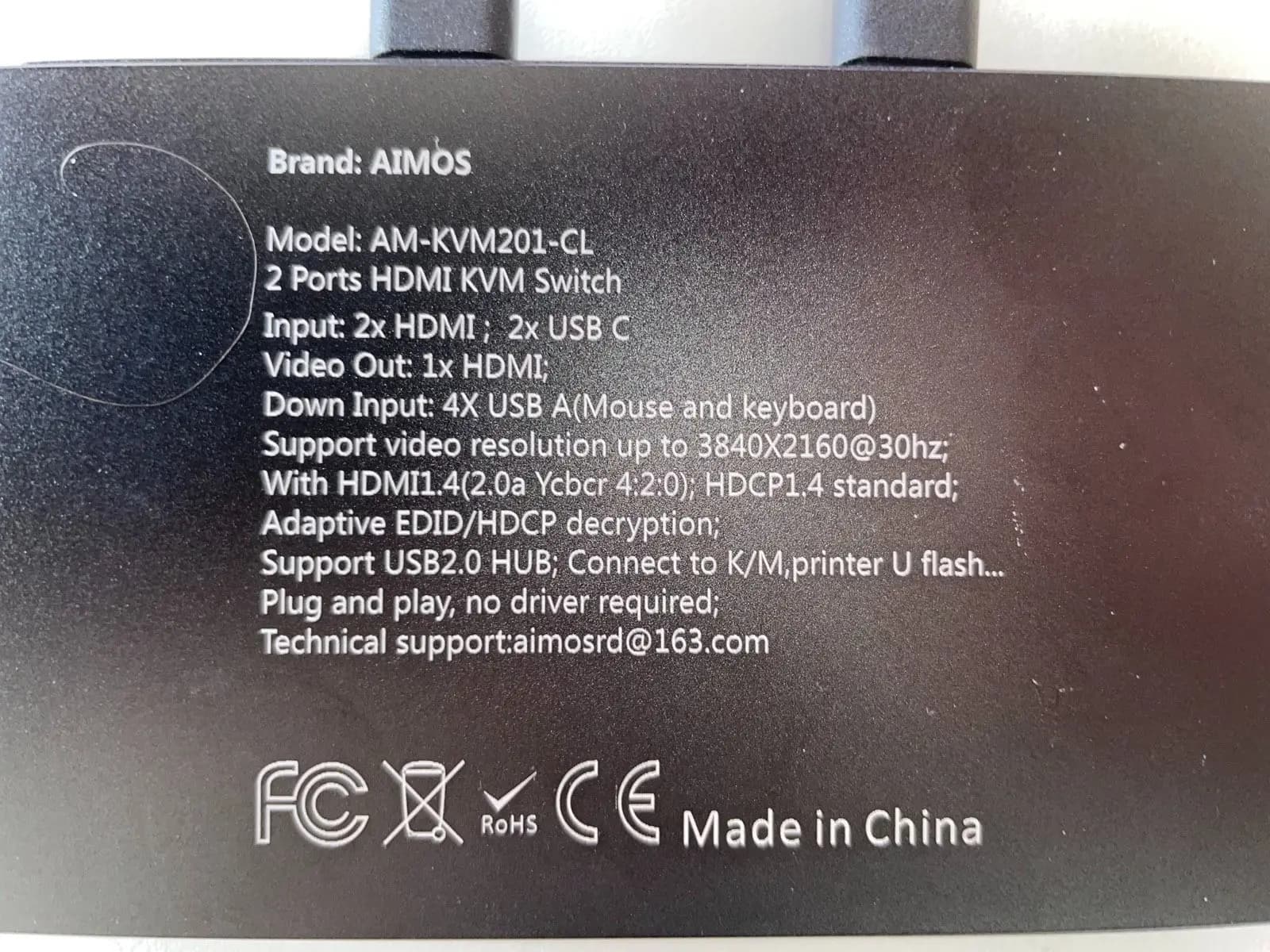 سوئیچ KVM مدل 2 پورت HDMI و USB برند Aimos | KVM 2Port HDMI — تصویر ۷
