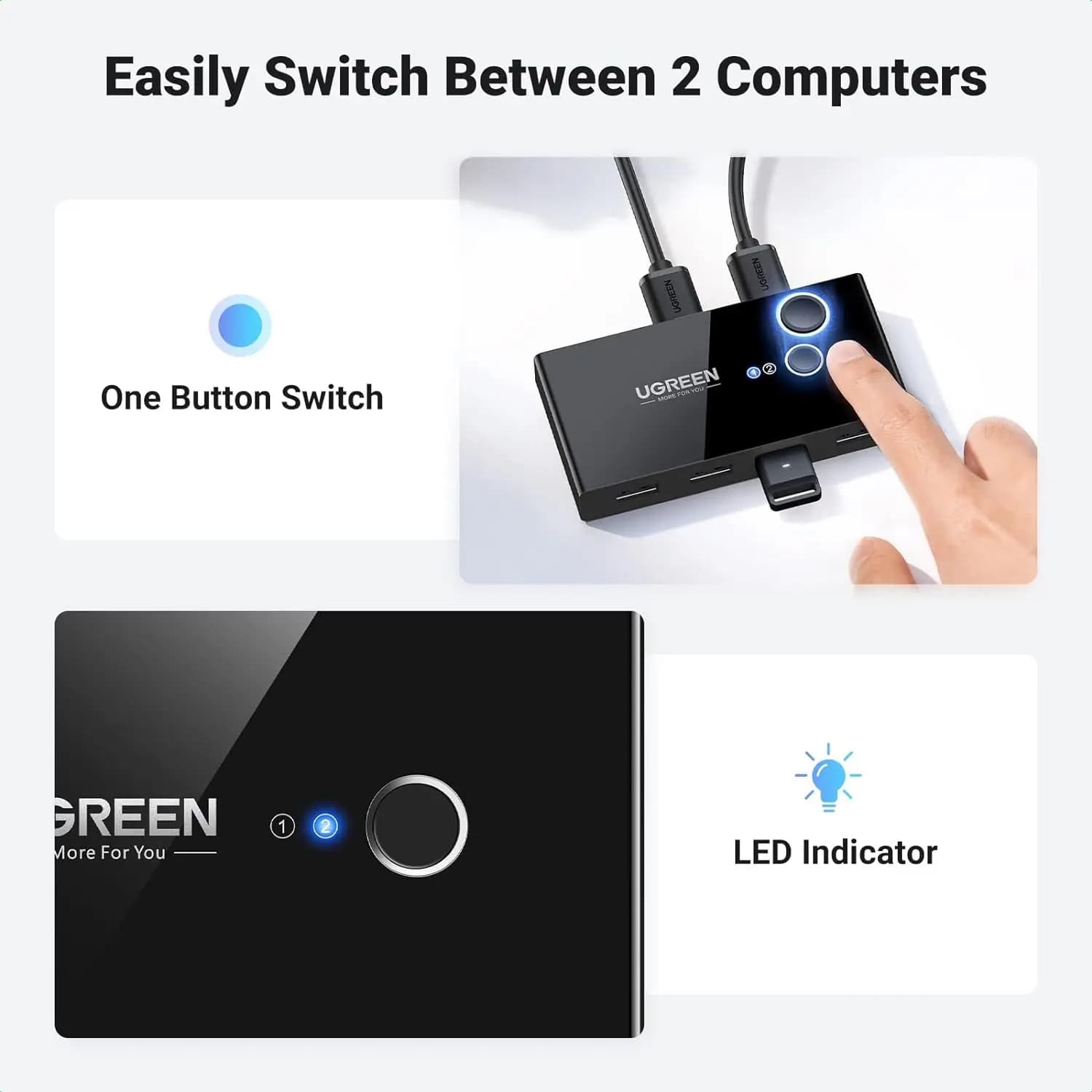 هاب سوئیچ 2 در 4 پورت 3.0 USB دستی یوگرین UGREEN | US216 — تصویر ۶