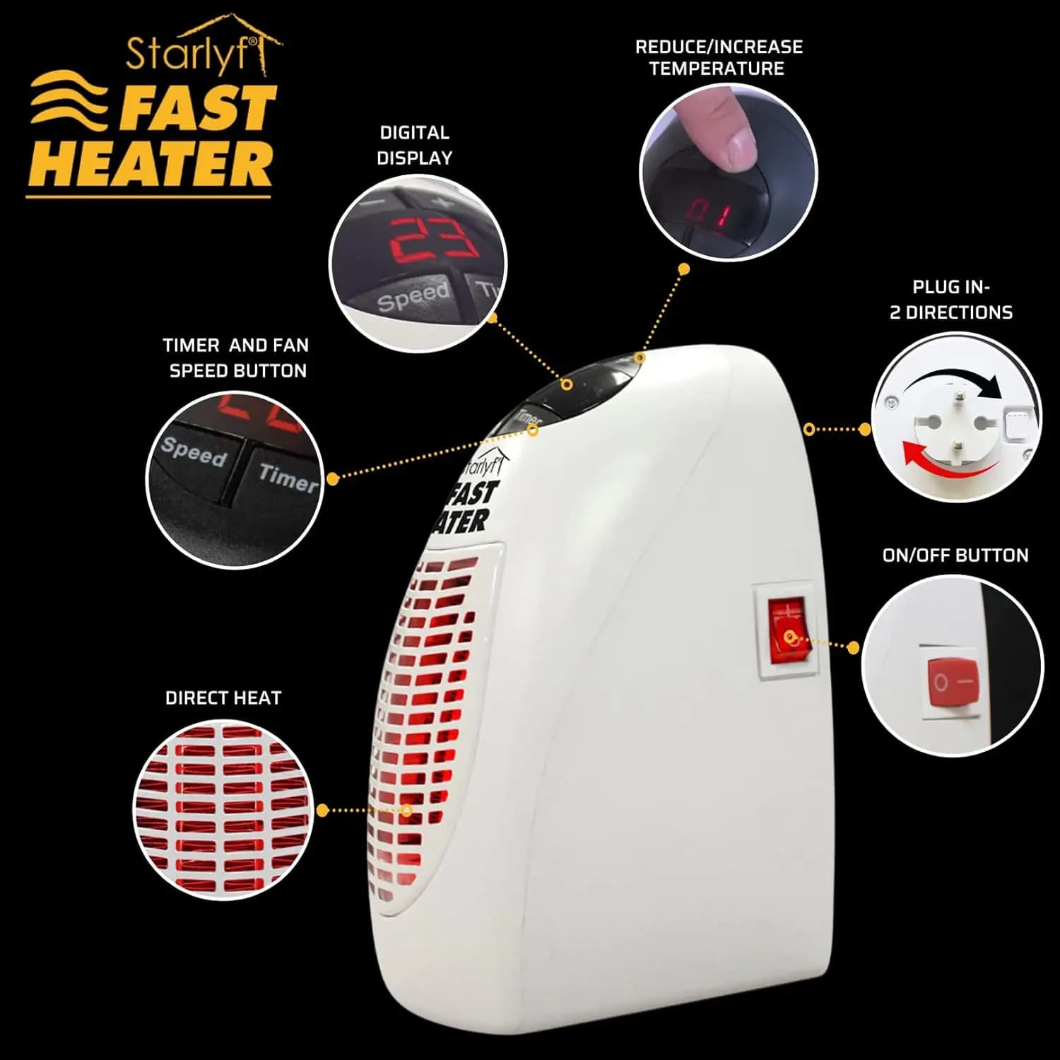 بخاری برقی پرتابل (هیتر برقی) – Starlyf Fast Heater | Electric heater — تصویر ۲