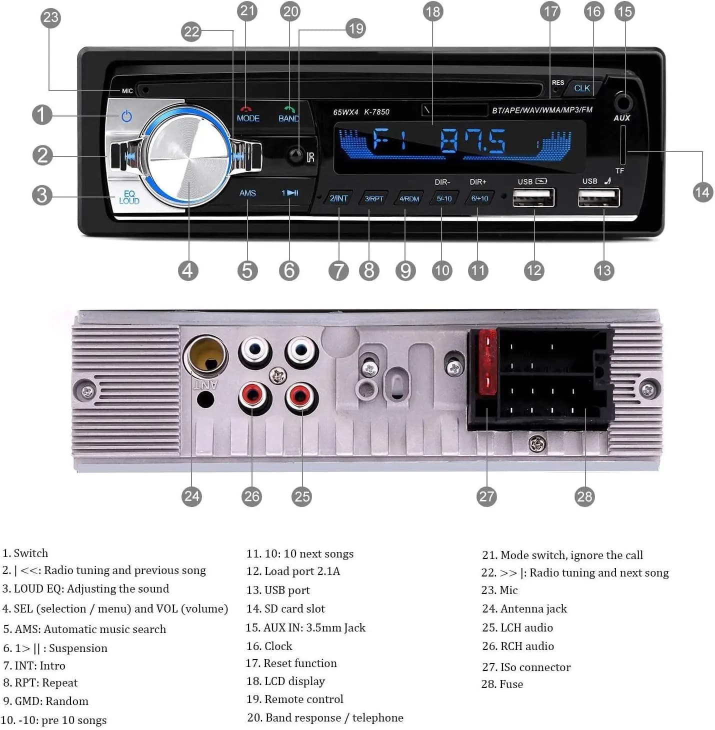 پخش خودرو بلوتوث، اندروید-N-1901 – Car Radio Bluetooth Hands-Free, CENXINY | iOS — تصویر ۳