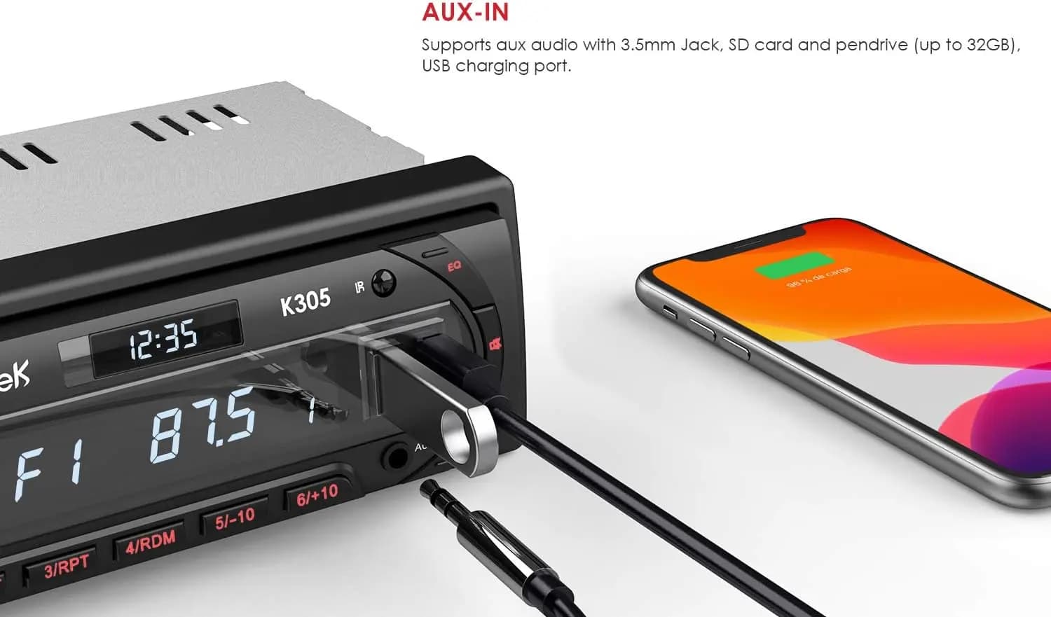 پخش خودرو ieGeek Car Radio Bluetooth 5.0 k305 — تصویر ۷