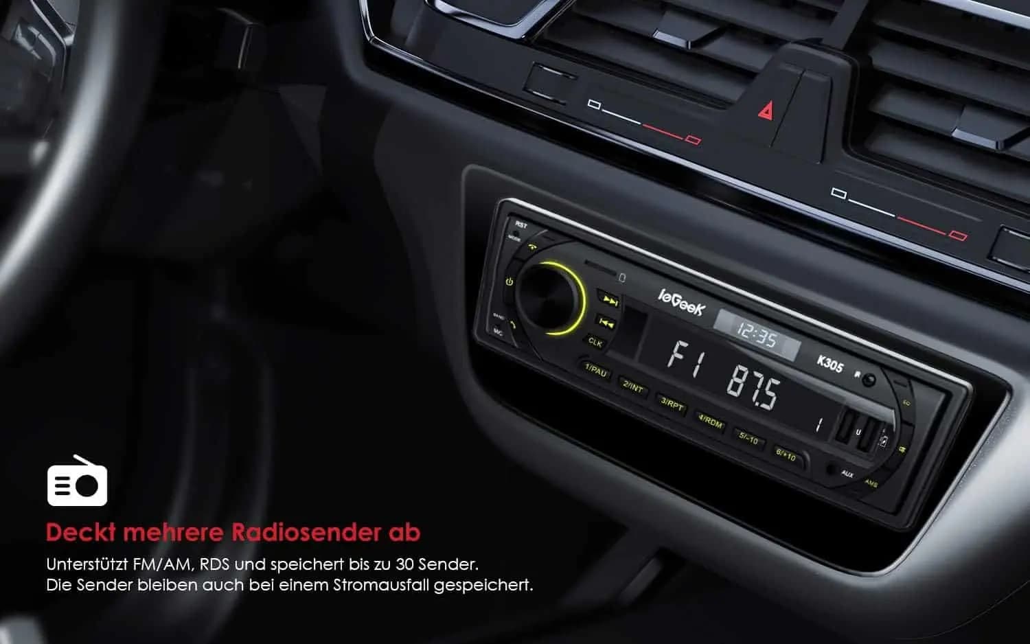 پخش خودرو ieGeek Car Radio Bluetooth 5.0 k305 — تصویر ۵