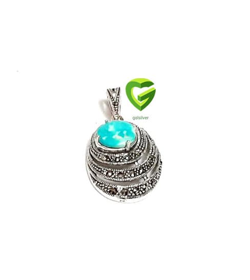 آویز نقره فیروزه کد824 — تصویر ۲