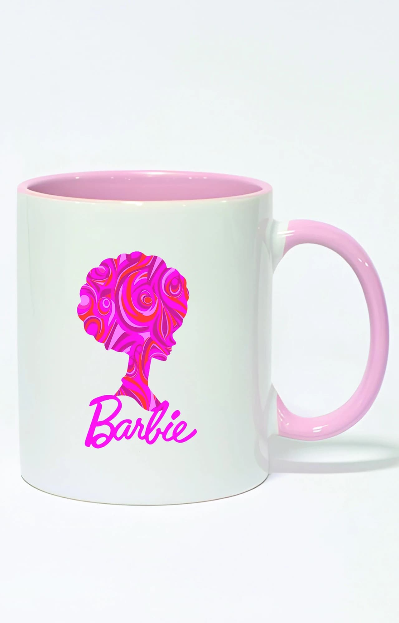 ماگ دسته و داخل رنگی طرح باربی barbie کد 3140