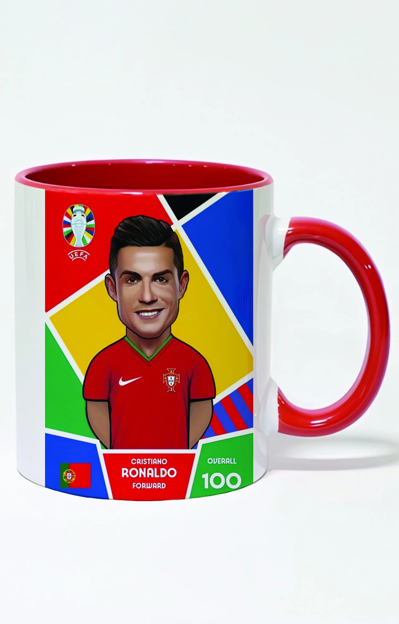 ماگ دسته و داخل رنگی طرح کیمدی رونالدو ronaldo kimdi کد 3865