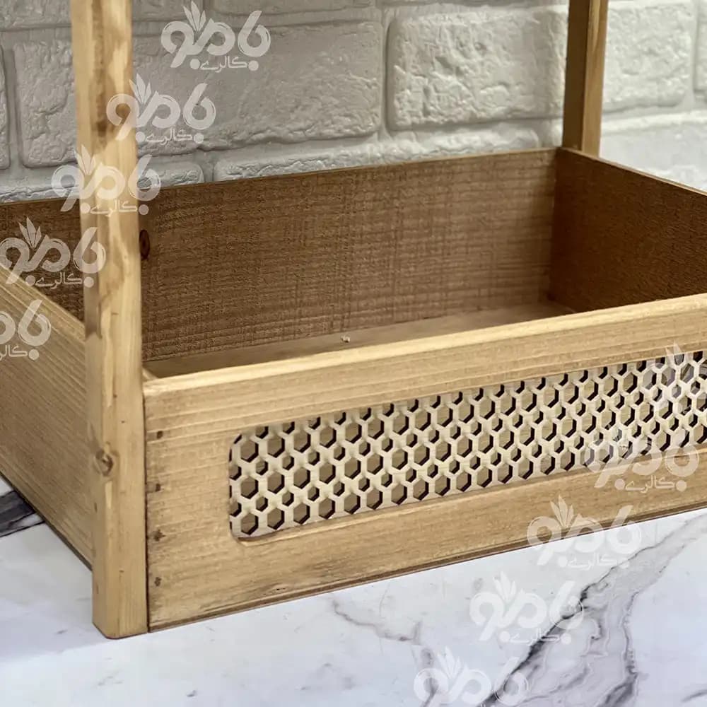 استند سیب زمینی چوبی طرح حصیری — تصویر ۲