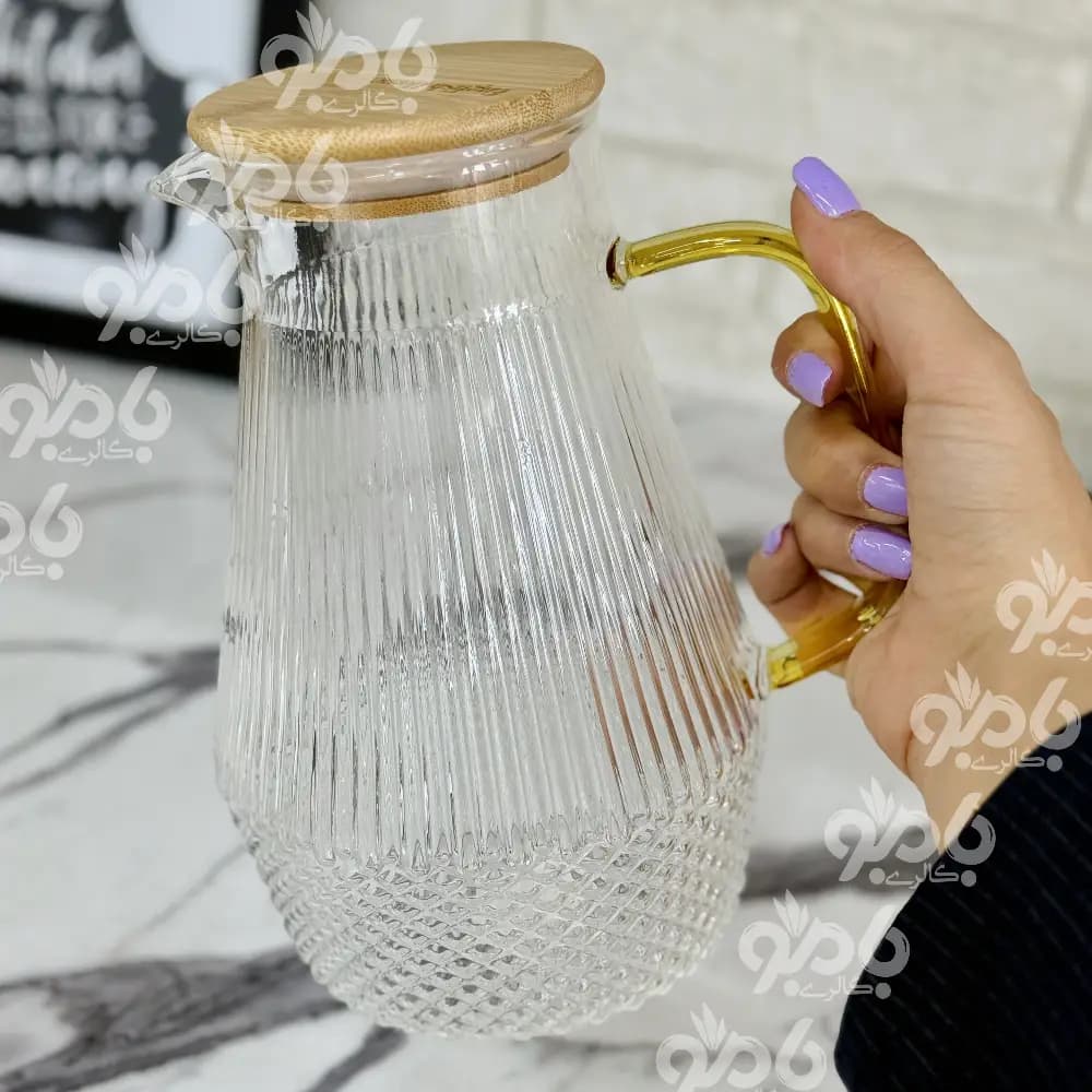 پارچ پیرکس بامبو رنگی شیاردار کد36 — تصویر ۳