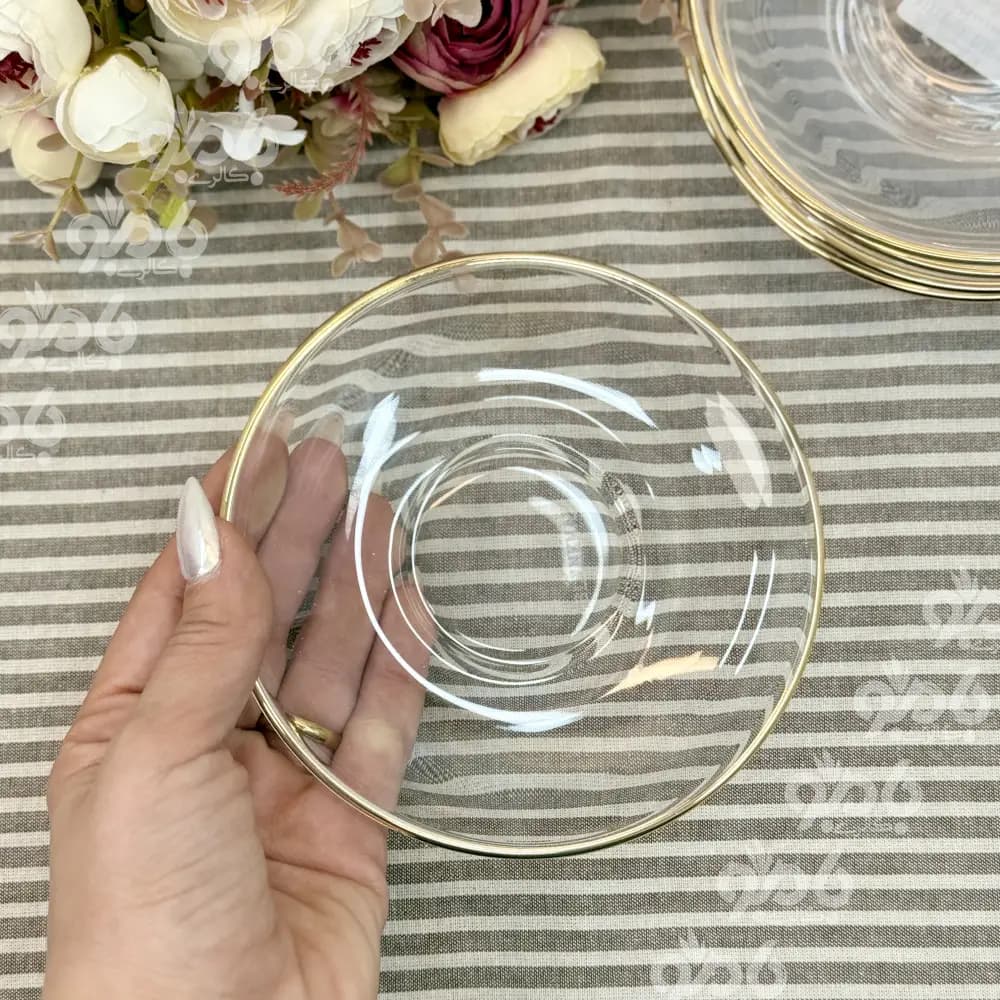 نعلبکی شیشه ای لب طلا