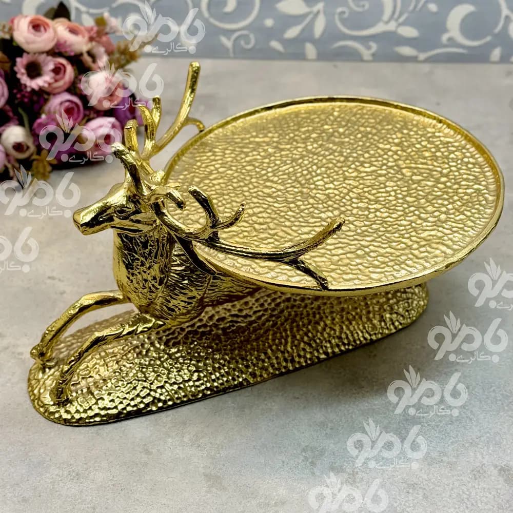 شیرینی خوری گوزن سنگی طلایی آلومینیوم 290/113 — تصویر ۲