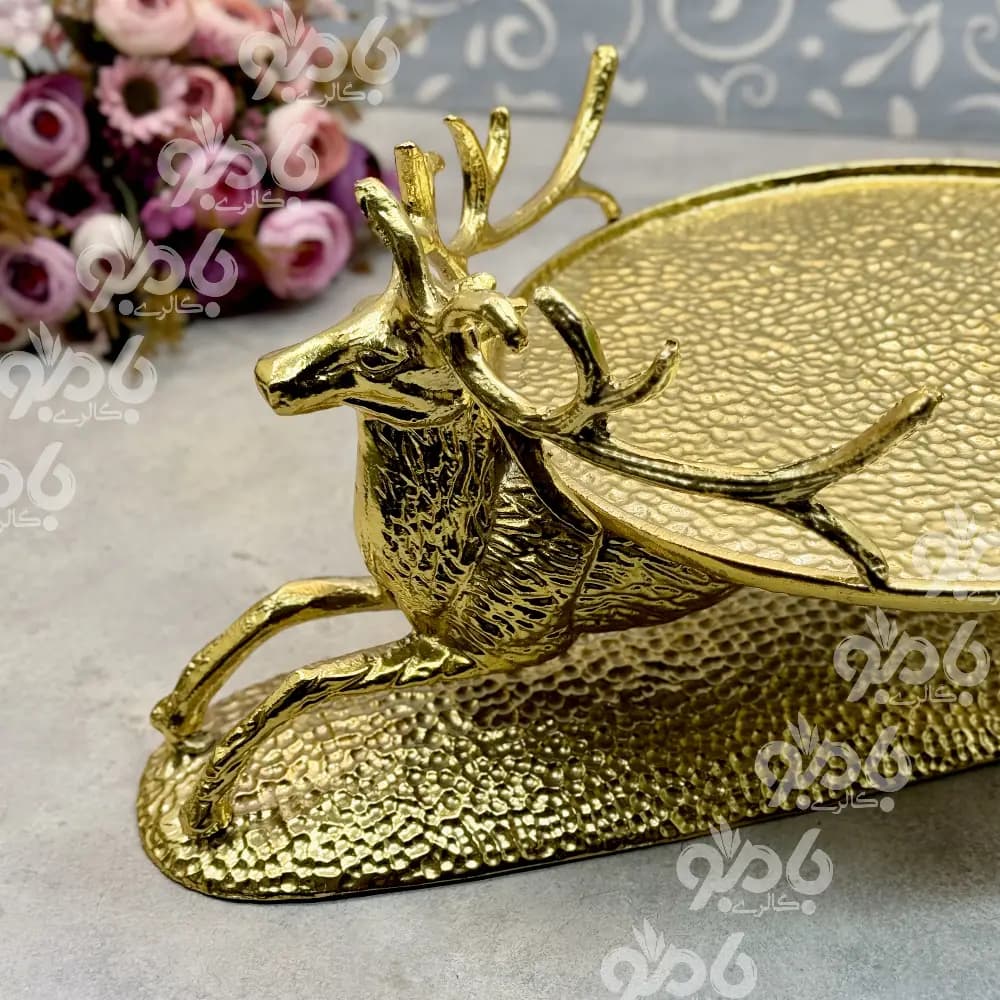 شیرینی خوری گوزن سنگی طلایی آلومینیوم 290/113 — تصویر ۴