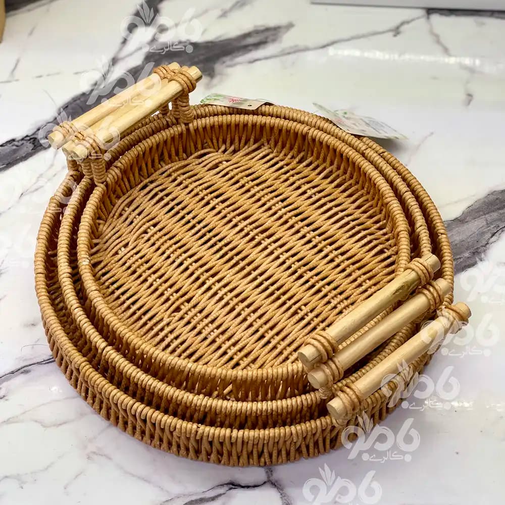 سینی طرح حصیری گرد وارداتی 600/412 — تصویر ۲