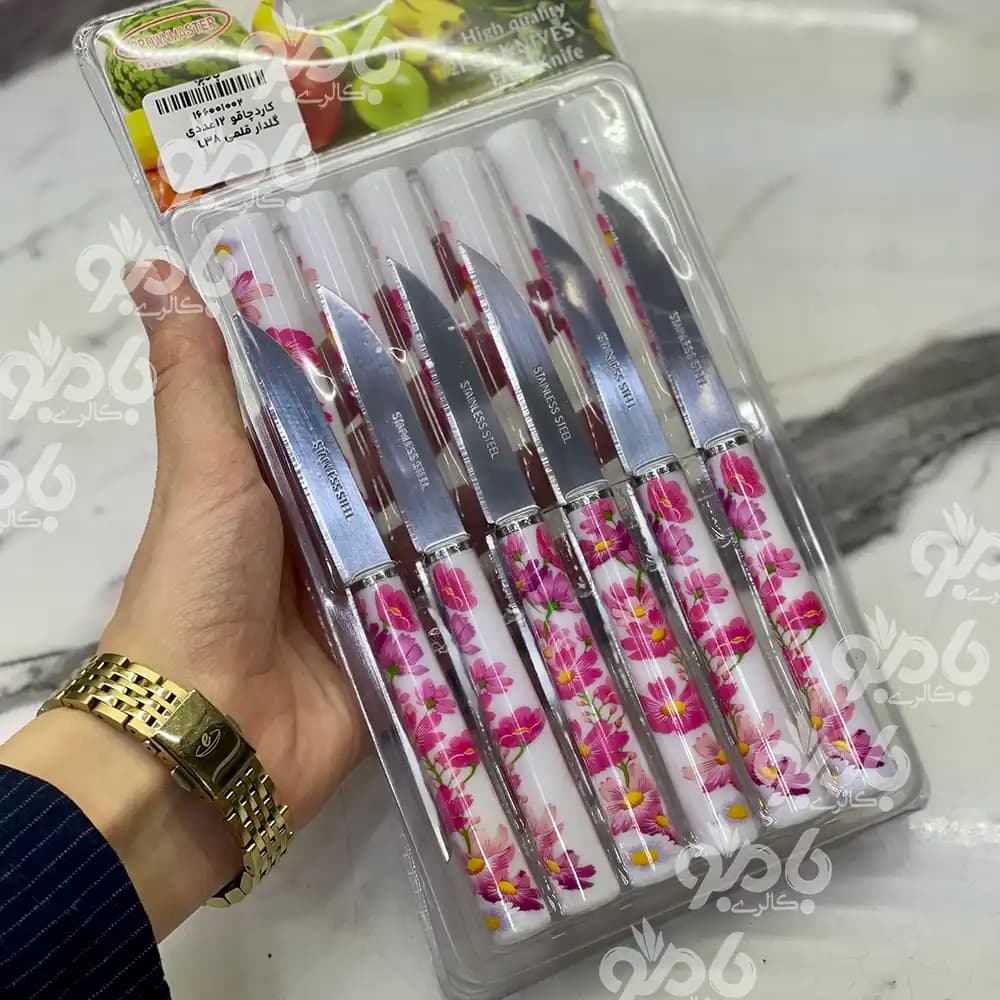 ست کارد چاقو میوه خوری 12عددی گلدار قلمی L38 — تصویر ۲