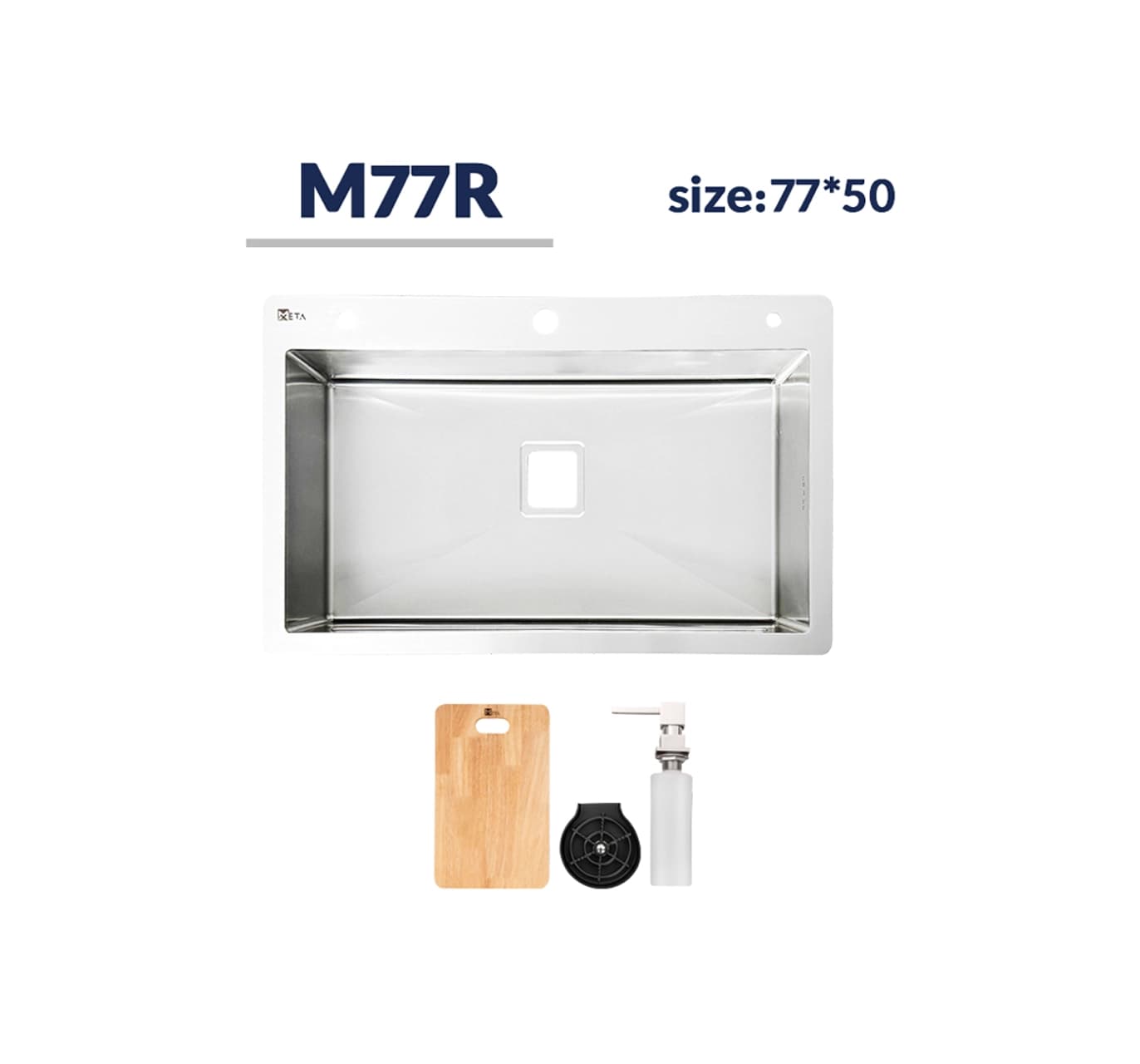 سینک دست ساز شعاع 10 در گوشه ها متا مدل M77R