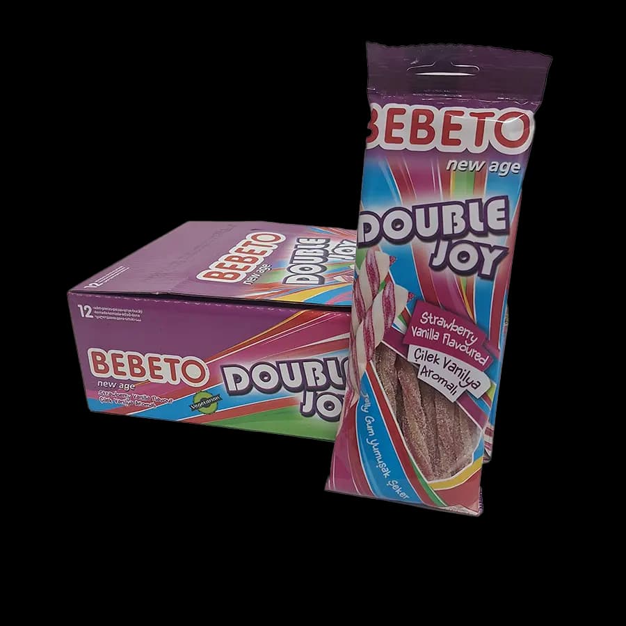 پاستیل شکری نواری ببتو دورنگ 75 گرمی (Double Joy) – بسته 12 عددی