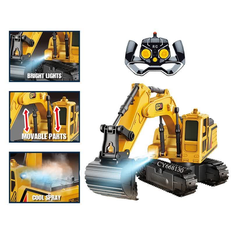 ماشین بازی کنترلی ناب سل مدل بیل مکانیکی دودزا شارژی چراغدار SPRAY BUILDER CONSTRUCTION — تصویر ۴