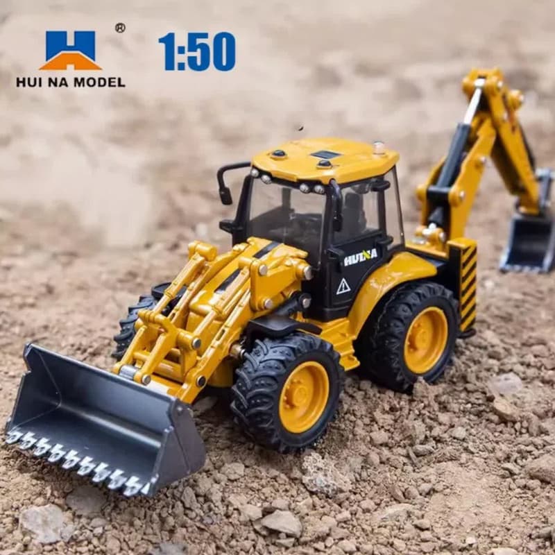 ماکت ماشین ناب سل مدل لودر و بیل راهسازی فلزی بکهو هوینا کد 1704 HUINA BACK HOE LOADER — تصویر ۶