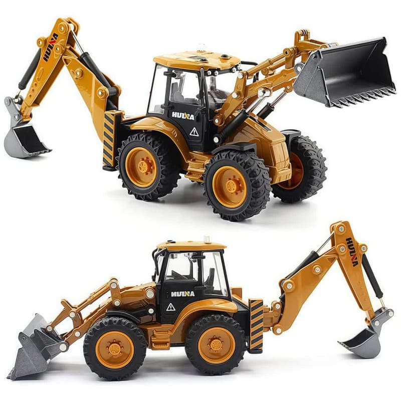 ماکت ماشین ناب سل مدل لودر و بیل راهسازی فلزی بکهو هوینا کد 1704 HUINA BACK HOE LOADER — تصویر ۷