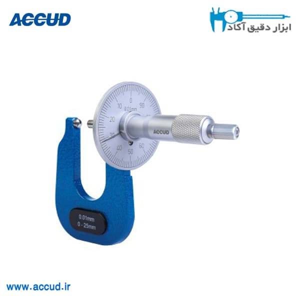 میکرومتر فاق بلند 25-0 میلی متر Accud (اکود با گارانتی شرکتی) مدل 347-001-01