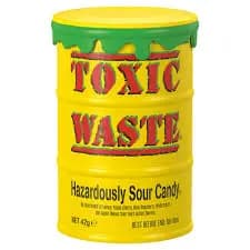 آبنبات خیلی ترش بشکه ای زرد تاکسیک ویست 42 گرم – Toxic Waste Hazardously Sour Candy
