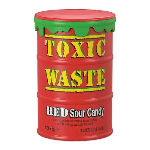 آبنبات خیلی ترش بشکه ای قرمز تاکسیک ویست 42 گرم – Toxic Waste Red Sour Candy
