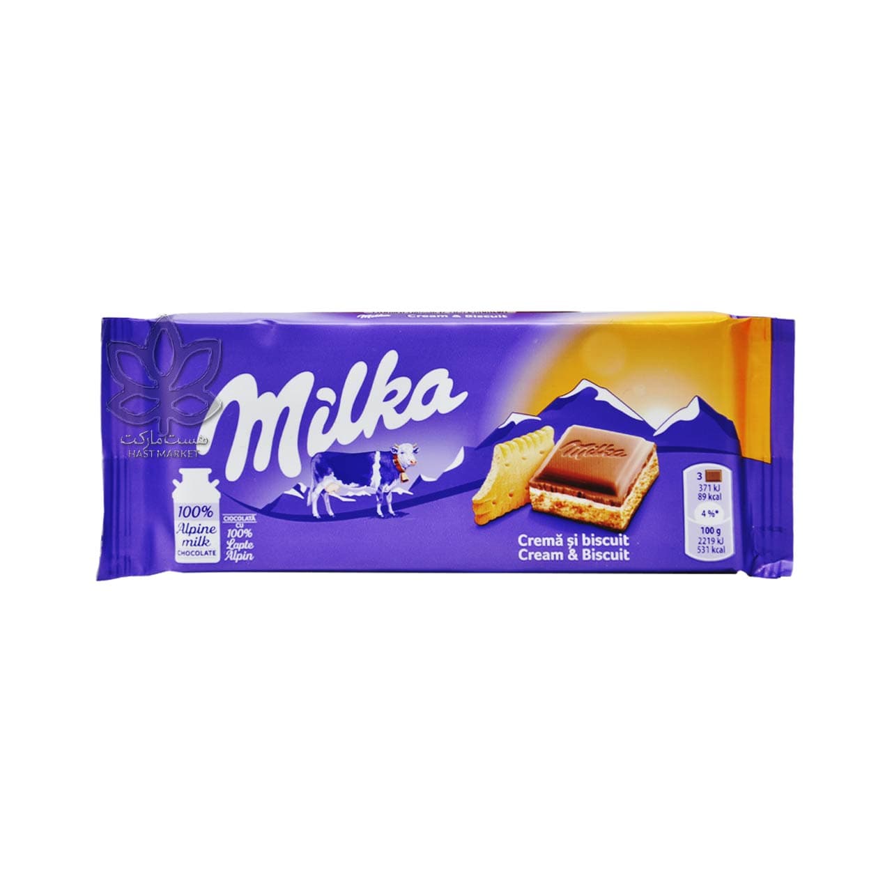 شکلات شیری با کرم و بیسکوییت ۱۰۰ گرم میلکا – milka — تصویر ۲