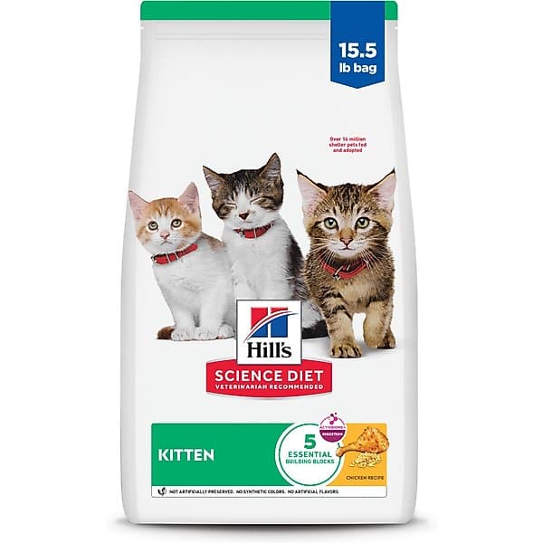 غذای خشک بچه گربه هیلز ساینس دایت رشد سالم طعم مرغ ۷.۰۳ کیلوگرم | Hill’s Science Diet Kitten Healthy Development Chicken Recipe Dry Cat Food, 15.5-lb bag