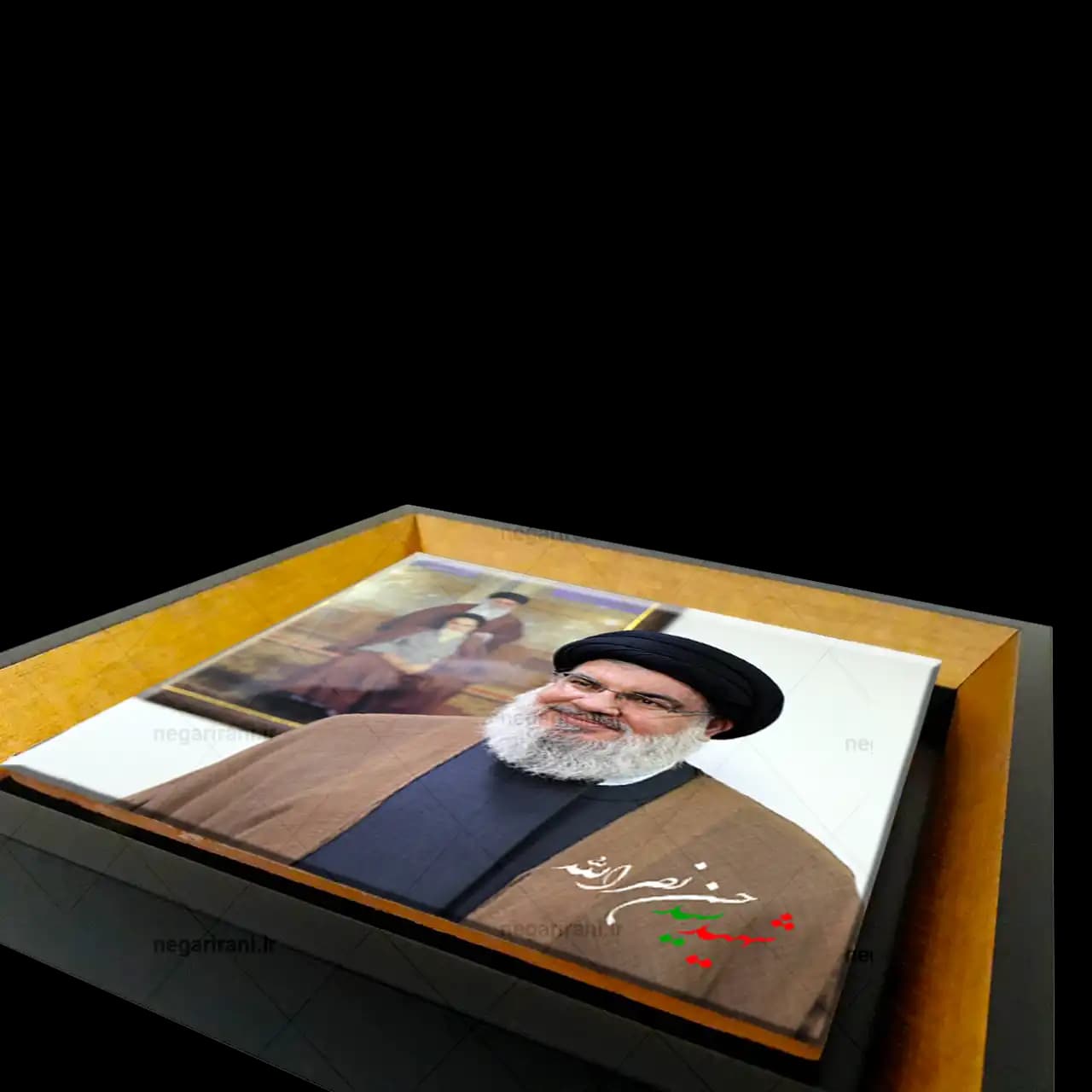 تابلو کاشی شهید نصرالله و رهبری و امام خمینی مدل 2Z40 — تصویر ۳