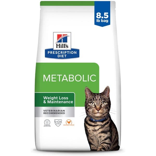 غذای خشک درمانی گربه بالغ هیلز Metabolic کنترل وزن متابولیک طعم مرغ ۳.۸۶ کیلوگرم | Hill’s Prescription Diet Metabolic Chicken Flavor Dry Cat Food, 8.5-lb bag