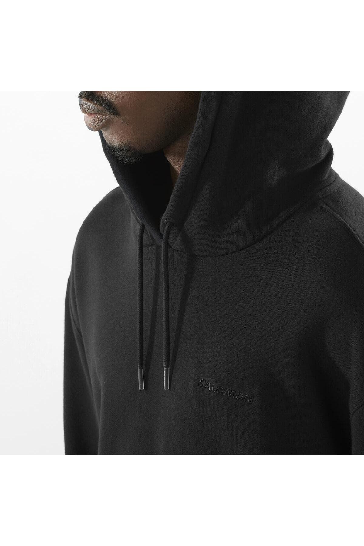 سویشرت اسپرت سالومون مردانه پنبه ای مشکی راسته بیسیک کژوال/روزمره | Salomon LC2287700 TN — تصویر ۳