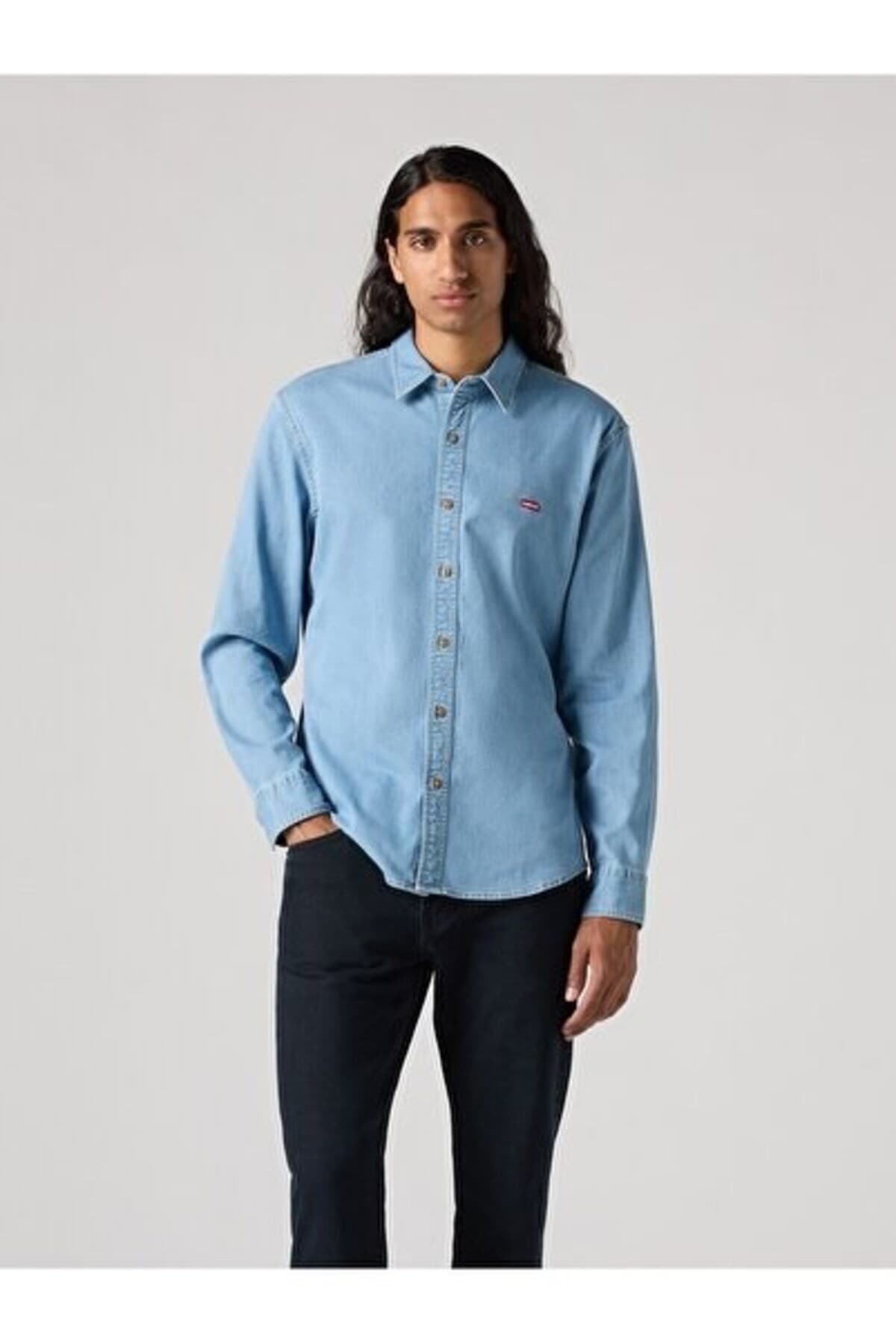 پیراهن لیوایز مردانه پنبه ای آبی طرح دار راسته Slim/اسلیم فیت Slim/اسلیم فیت Daily/روزانه | Levi’s 86625-0065 TR