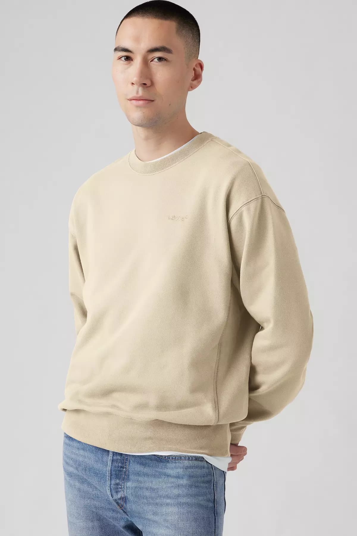 سویشرت لیوایز مردانه پنبه ای بژ راسته Relaxed/ریلکس Relaxed/ریلکس کژوال/روزمره | Levi’s A9244-0005 PK — تصویر ۳