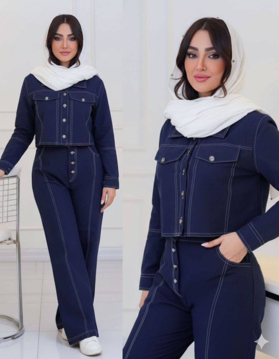 کت‌وشلوار جین زنانه مدل مینیمال و شیک — تصویر ۳
